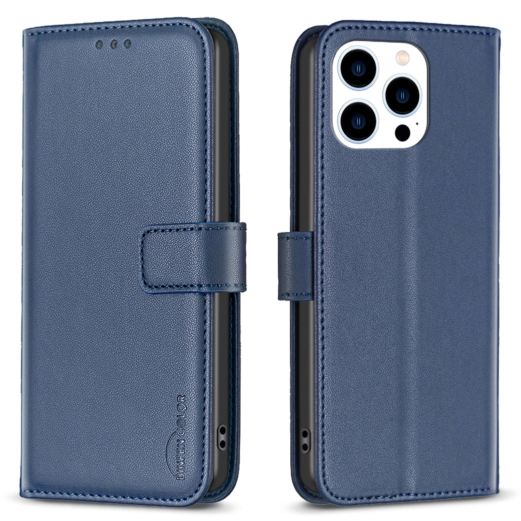 Binfen Color BF17 For iPhone 15 Pro Stand Design Phone Cover Ultra-Light Wallet TPU+PU Leather Phone Case - Blue Binfen Color BF17 For iPhone 15 Pro Stand Design Phone Cover Ultra-Light Wallet TPU+PU Leather Phone Case - Blue
